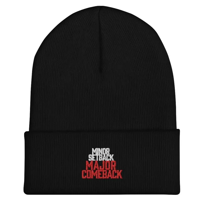 'MINOR SETBACK MAJOR COMEBACK' beanie